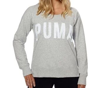 Puma Woman’s Logo sweatshirt pullover wide neck Grey size Medium